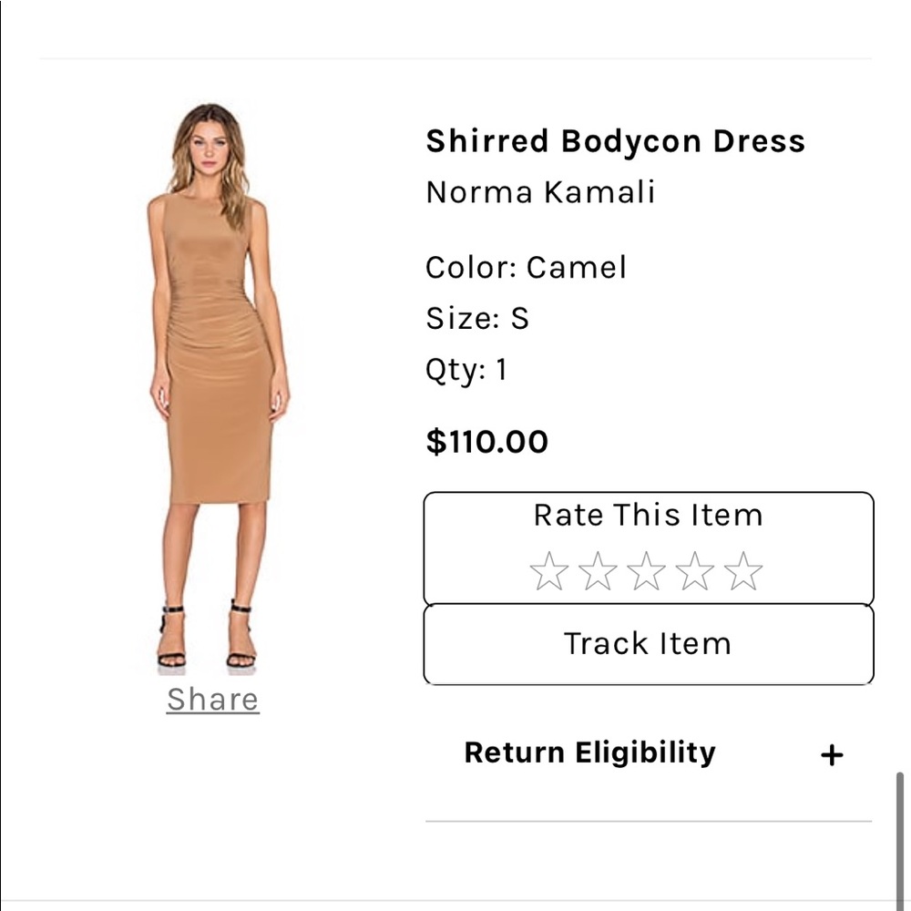 Norma Kamali Shirred Bodycon Dress Size Small with Tags